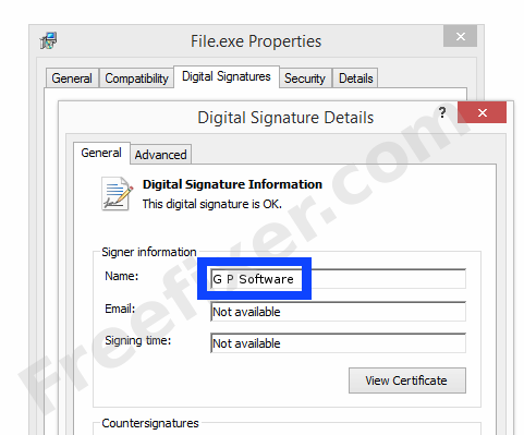 Screenshot of the G P Software certificate